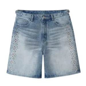 Blue HAPPY MEMORIES DON'T DIE HMDD H-STAR CRYSTAL JORT SHORTS