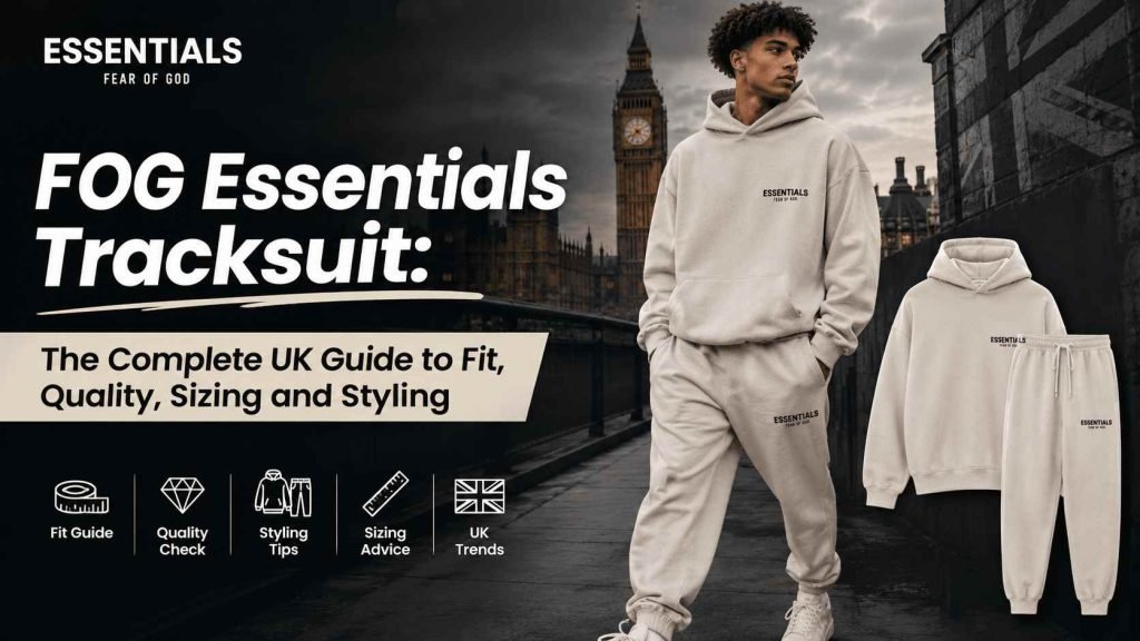 FOG Essentials tracksuit in a UK streetwear style